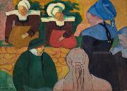 Emile Bernard Breton Women at a Wall oil